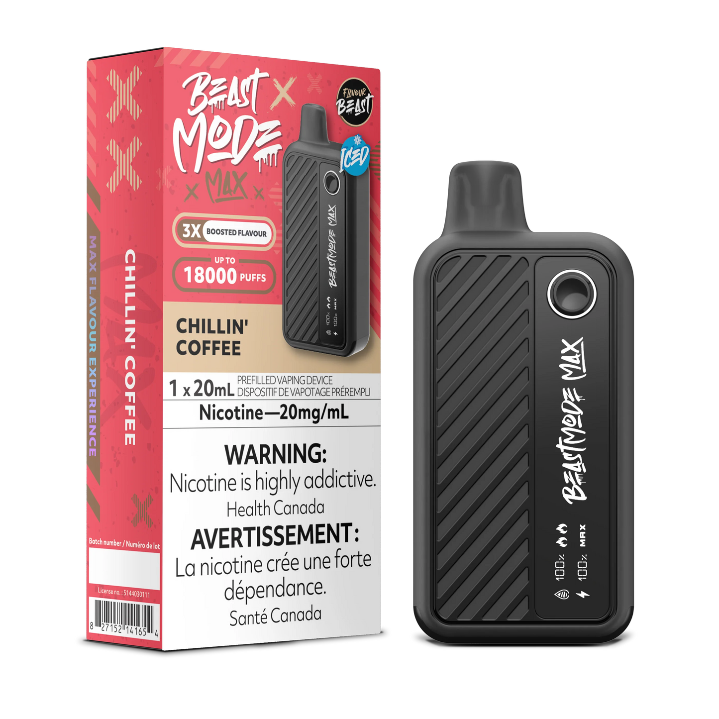 Flavour Beast Mode Max 18K Chillin Coffee Iced 20mg/mL disposable (Provincial)