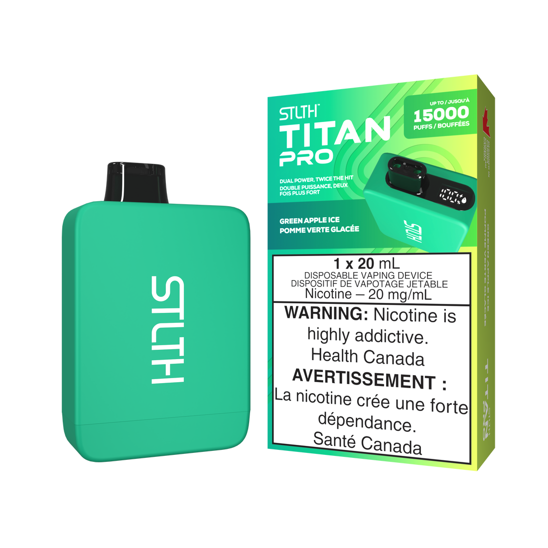 Stlth Titan Pro 15K Green Apple Ice 20mg/ml disposable (Provincial)