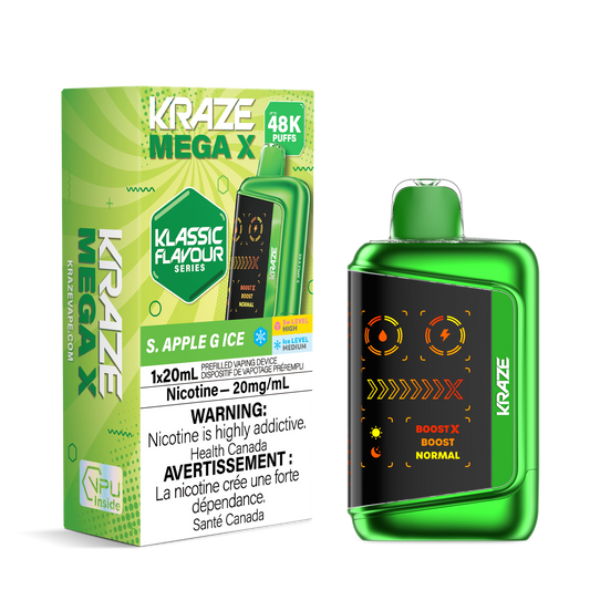 Kraze Mega X 48k S.Apple G Ice 20mg/mL  Disposable (Provincial)