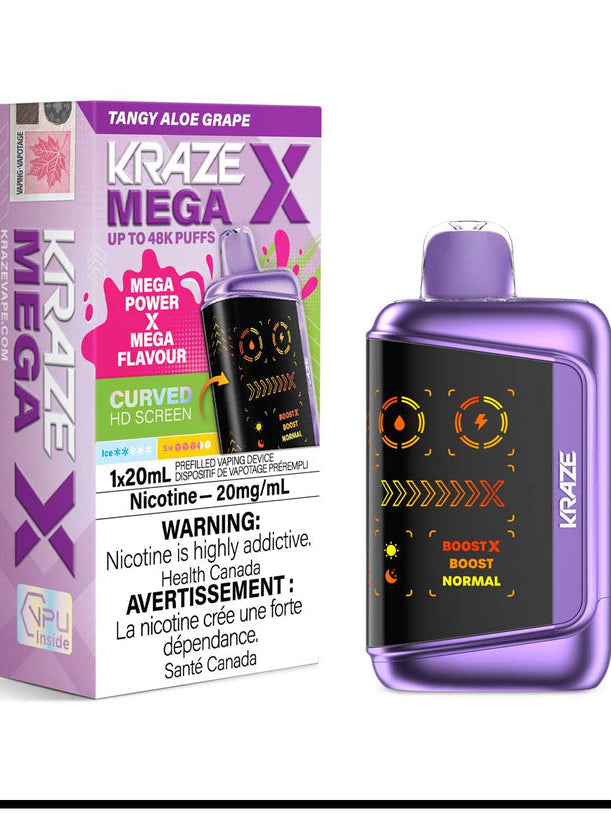 Kraze Mega X 48k Tangy Aloe Grape  20mg/mL Disposable (Provincial)