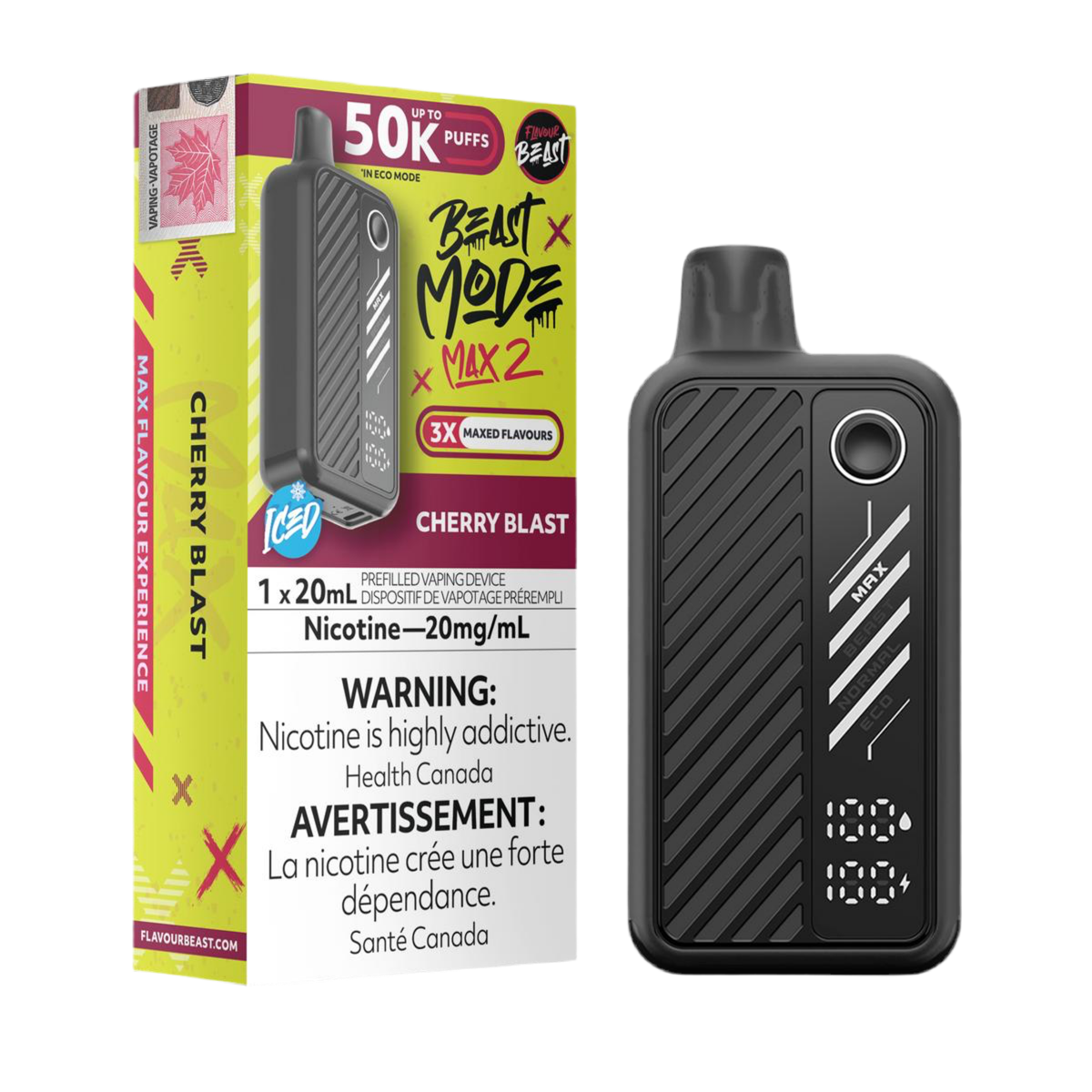 Flavour Beast Beast Mode Max 2 50K Cherry Blast Ice 20mg/mL disposable (Provincial)
