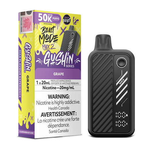 Flavour Beast Mode Max 2 50k Gushin Grape 20mg/mL disposable (Provincial)
