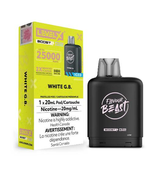 Flavour Beast LevelX Boost G2 pod 25K White G.B Iced 20mg/mL (Provincial)