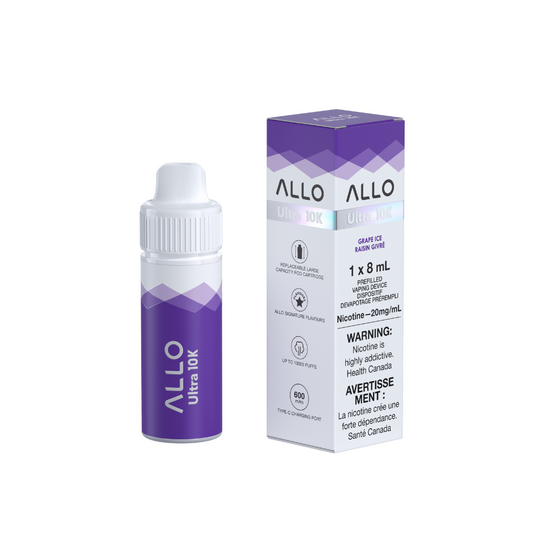 Allo Ultra 10k Hybrid Grape Ice Disposable 20mg/ml (Provincial)