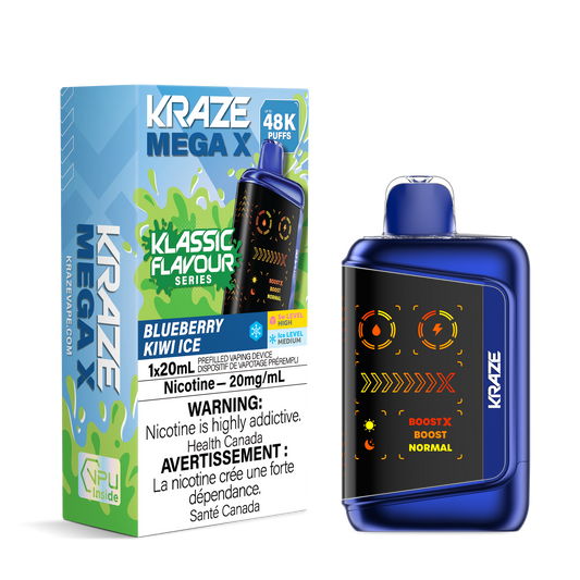 Kraze Mega X 48k Blueberry Kiwi Ice 20mg/mL  Disposable (Provincial)