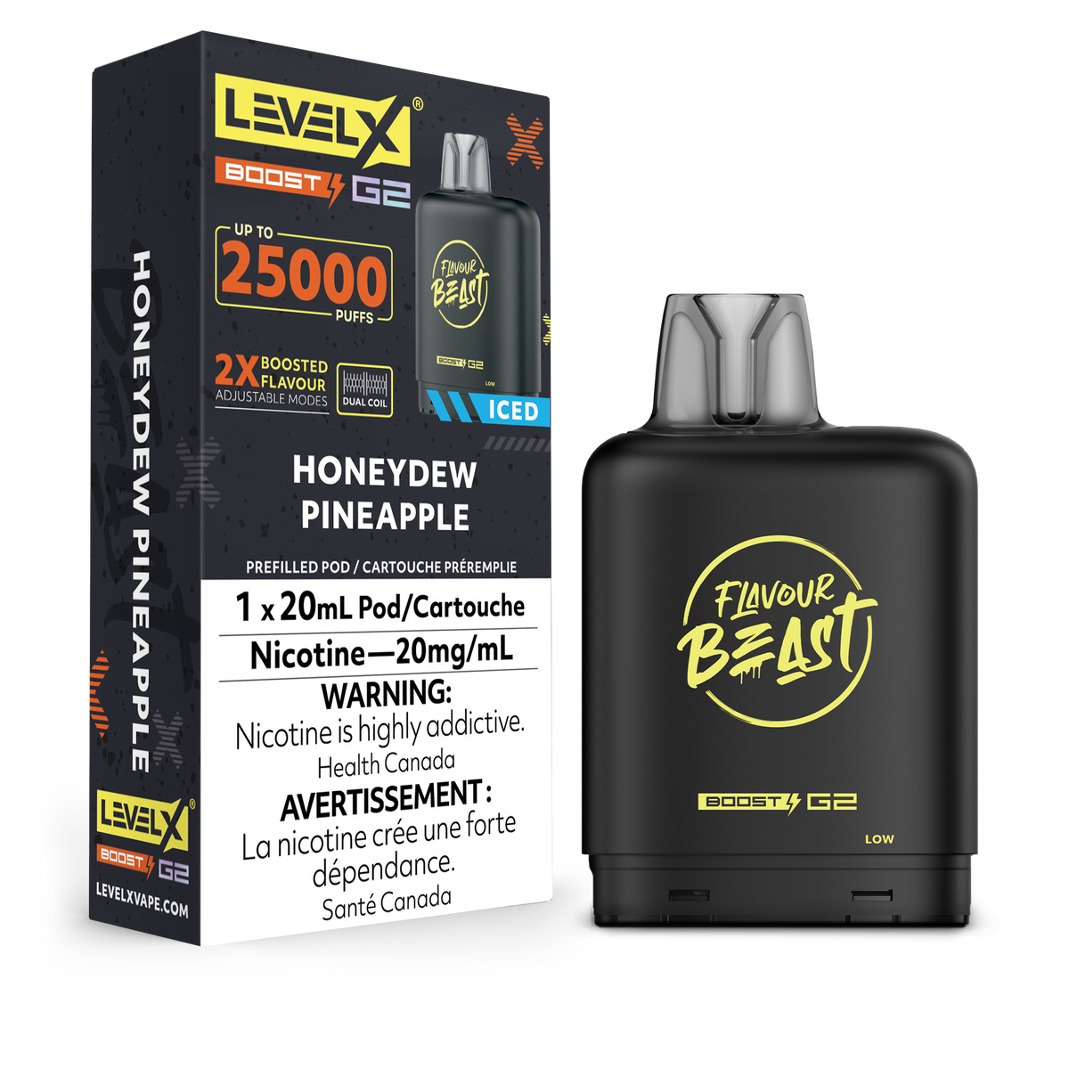 Flavour Beast Level X G2 Ultra pod 50k Honeydew Pineapple Iced 20mg/mL (Provincial)