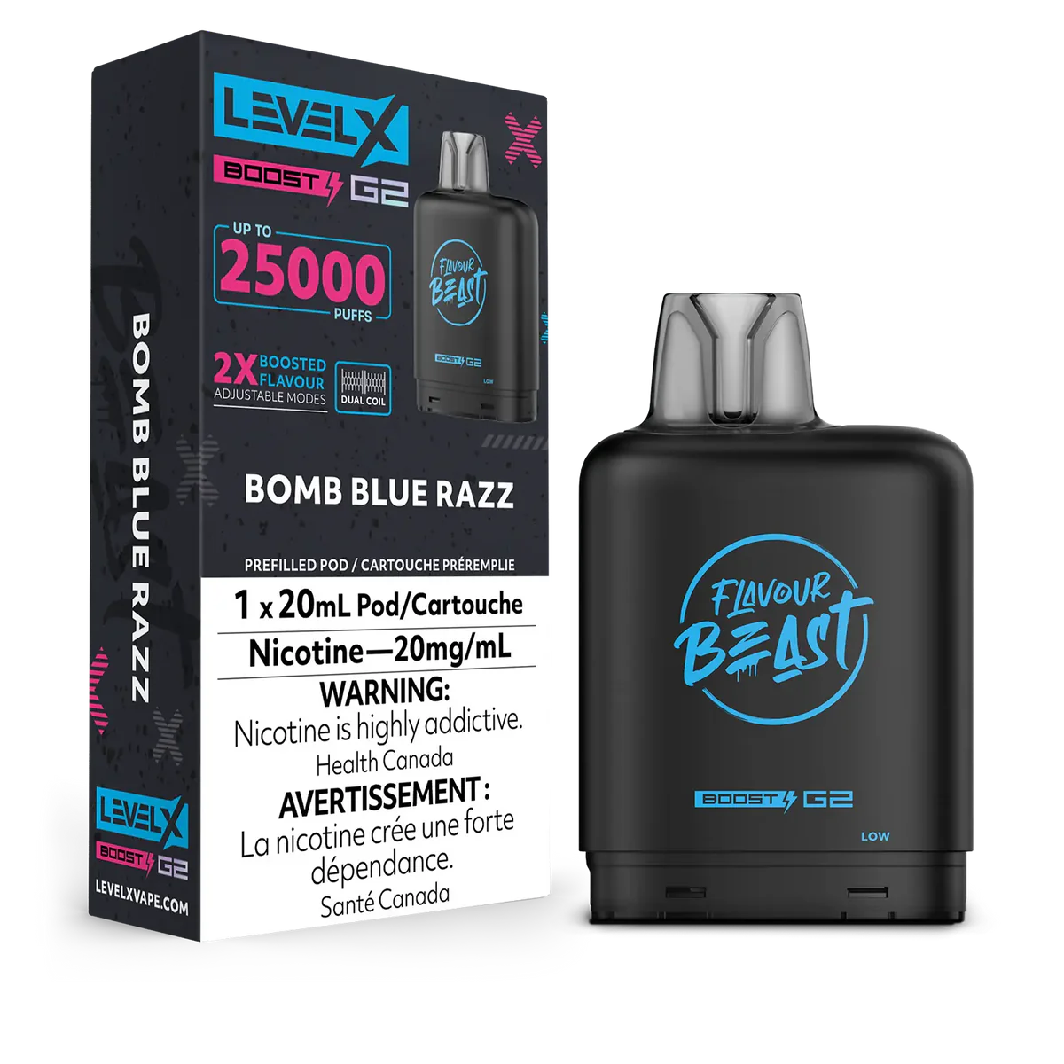 Flavour Beast LevelX Boost G2 pod 25K Bomb Blue Razz 20mg/mL (Provincial)