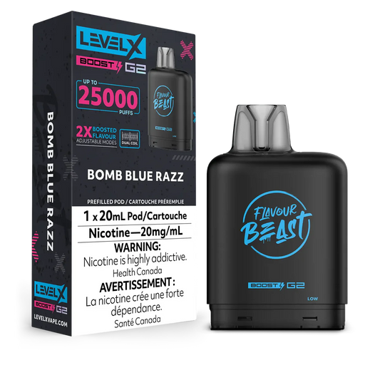 Flavour Beast LevelX Boost G2 pod 25K Bomb Blue Razz 20mg/mL (Provincial)