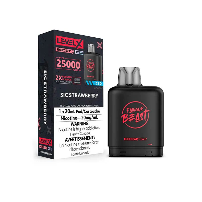 Flavour Beast LevelX Boost G2 pod 25k Sic Strawberry Iced 20mg/mL ( Provincial)