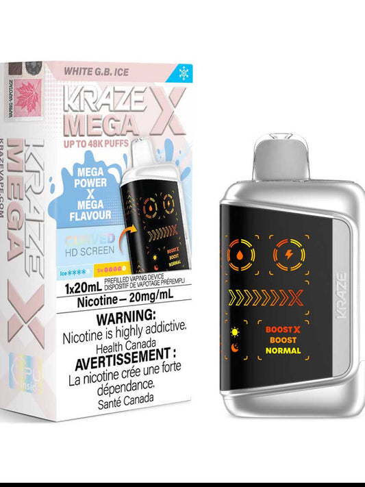 Kraze Mega X 48k White G.B Ice 20mg/mL Disposable (Provincial)