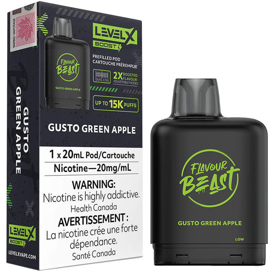 Flavour beast levelX Boost pod 15K Gusto green apple 20mg/mL