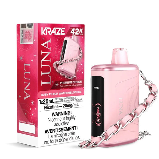 Kraze Luna 42K Ruby Peach Watermelon Ice 20mg/mL disposable (Provincial)