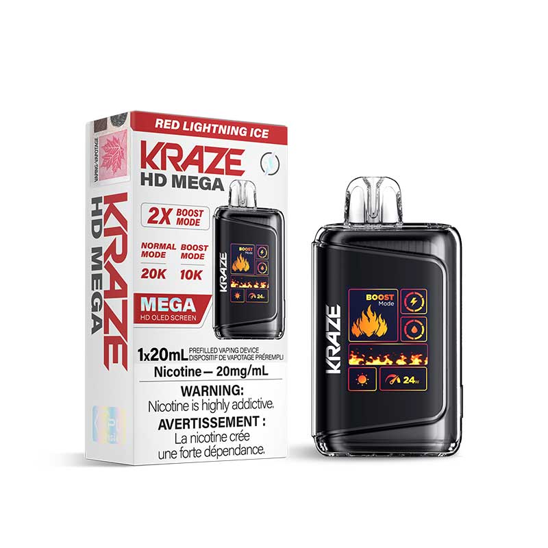 Kraze HD Mega 20k Red Lighting 20mg/mL disposable (Provincial)