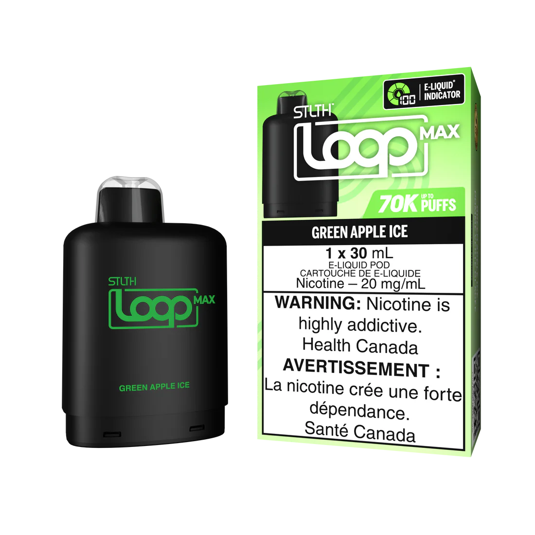 Stlth Loop Pod Max 70k Green Apple Ice 20mg (Provincial)