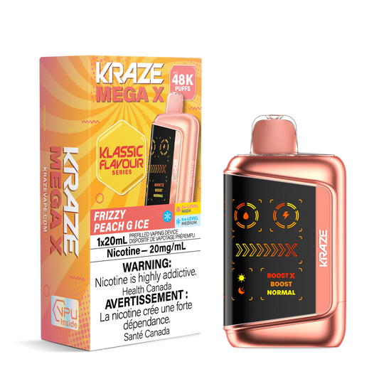 Kraze Mega X 48k Frizzy Peach G Ice 20mg/mL  Disposable (Provincial)