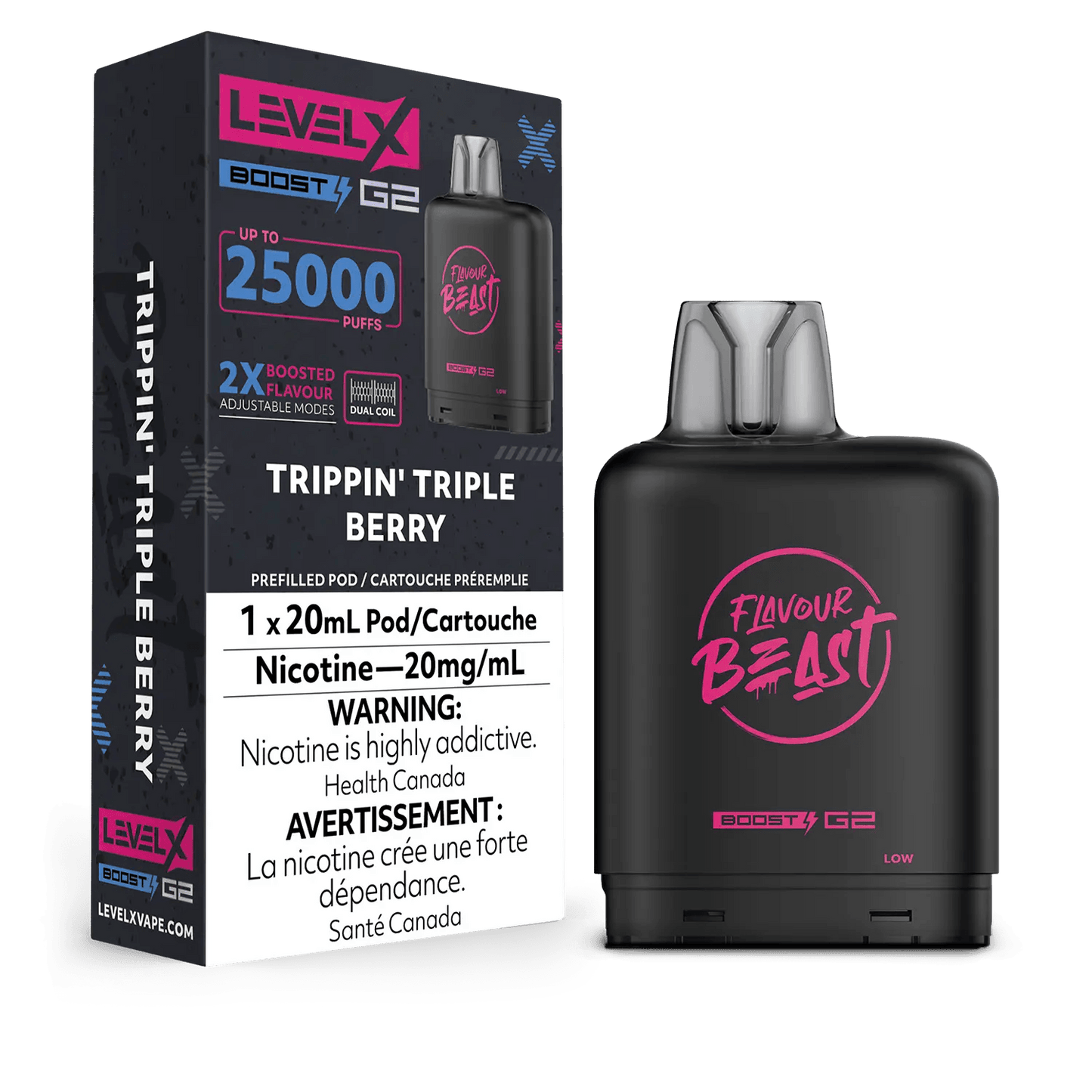 Flavour Beast levelX Boost G2 pod 25K Trippin’ Triple Berry 20mg/mL (Provincial)