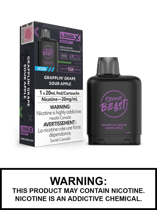 Flavour Beast levelX Boost pod 15K Grapplin Grape Sour Apple 20mg/mL