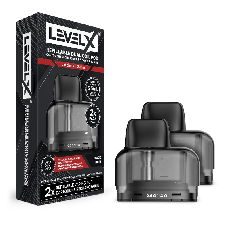 LevelX Refillable Dual Coil Pod 0.6/1.2 ohm 5.5mL 2/pack