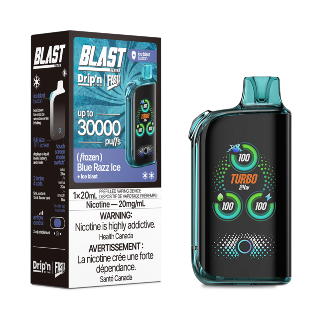 Drip’n Fasta 30k puffs Blue Razz Ice disposable 20mg/mL (Provincial)