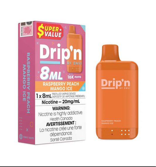 Drip’n by Envi 16k Raspberry Peach Mango Ice 20mg/ml disposable (Provincial)