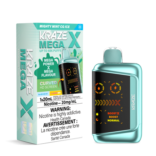 Kraze Mega X 48k Mighty Mint CG Ice 20mg/mL Disposable (Provincial)