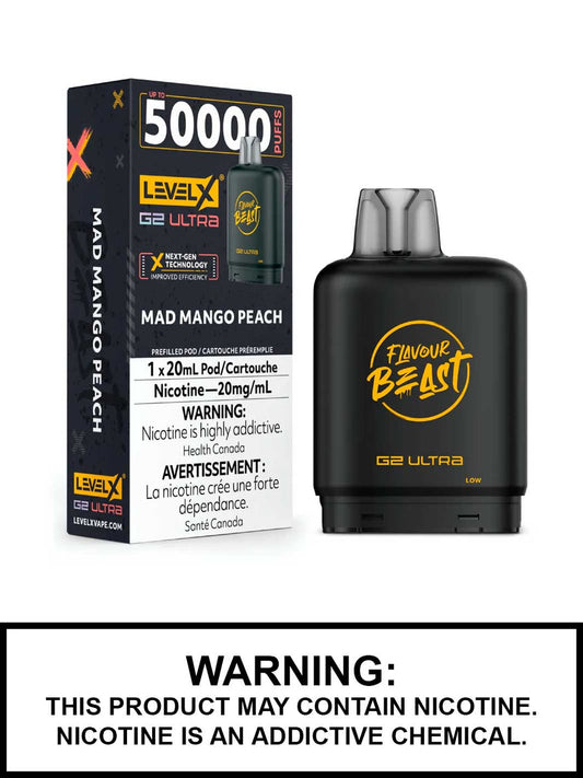 Flavour Beast Level X G2 Ultra Pod 50k Mad Mango Peach 20mL 20mg/ml (Provincial)