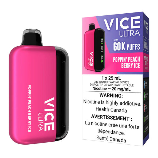 Vice Ultra 60K Poppin Peach Berry Ice  20mg/mL disposable (Provincial)