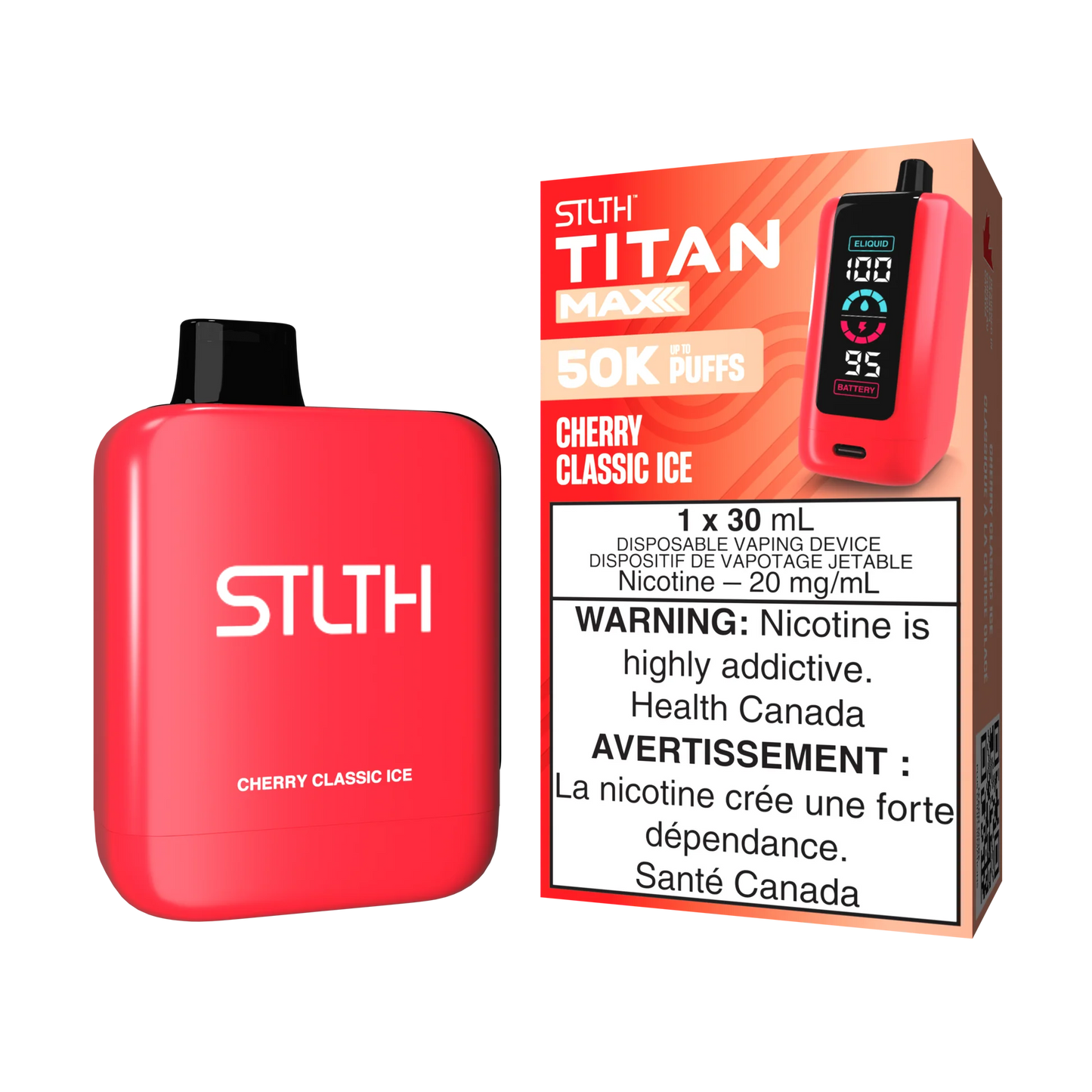 Stlth Titan Max 50K Cherry Classic Ice 20mg/mL disposable (Provincial)