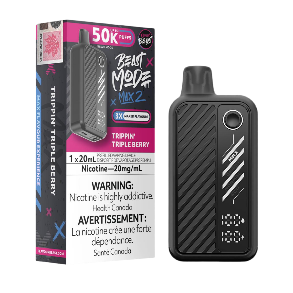 Flavour Beast Beast Mode Max 2 50K Trippin’ Triple Berry20mg/mL disposable (Provincial)