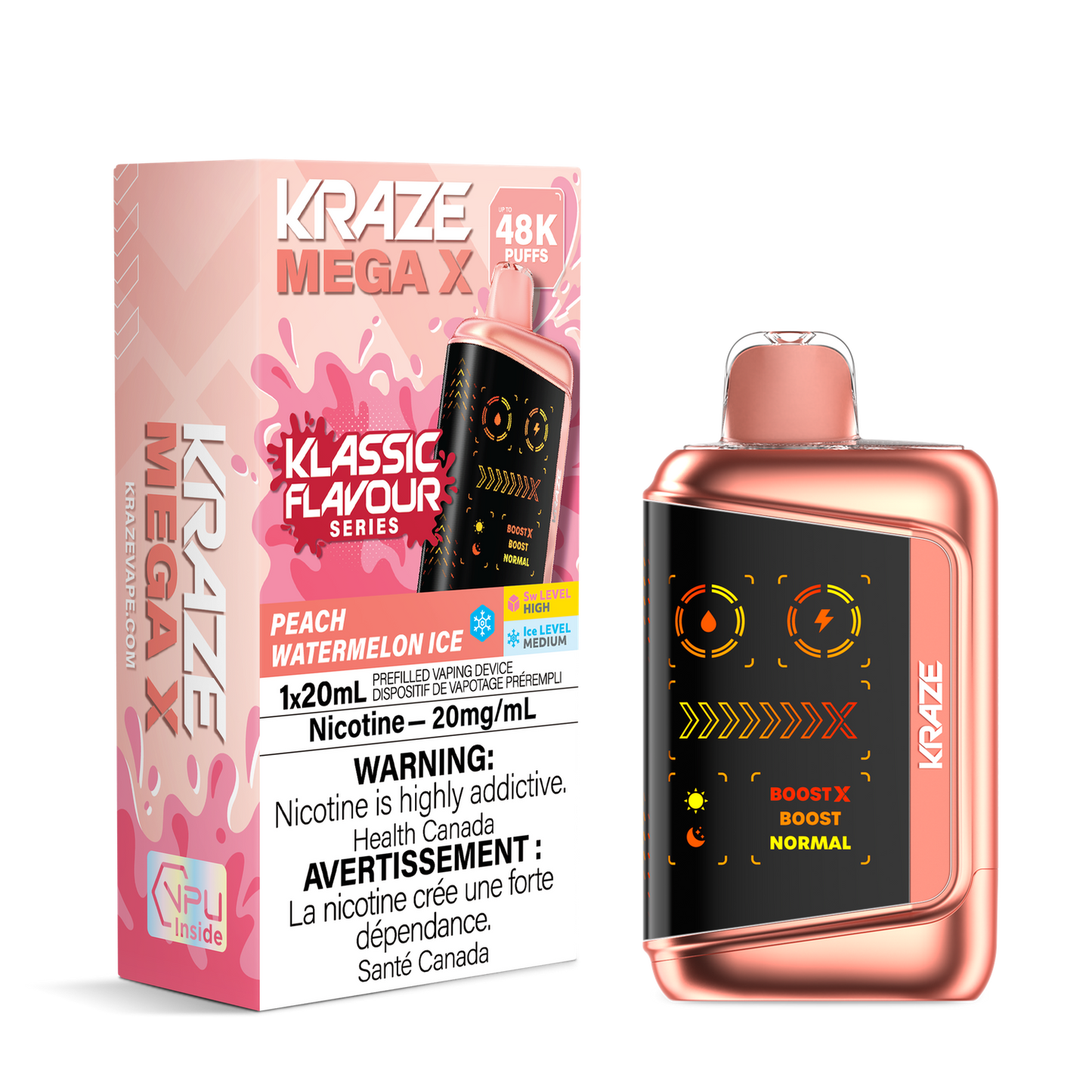 Kraze Mega X 48k Peach Watermelon Ice 20mg/mL  Disposable (Provincial)