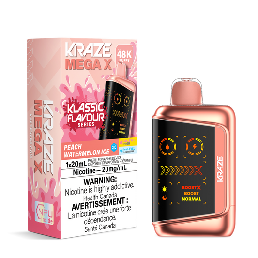 Kraze Mega X 48k Peach Watermelon Ice 20mg/mL  Disposable (Provincial)