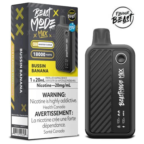 Flavour Beast Mode Max 18K Bussin Banana Iced 20 mg/mL disposable