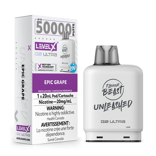 Flavour Beast Unleashed Level X G2 Ultra pod 50k Epic Grape Iced 20mg/mL (Provincial)