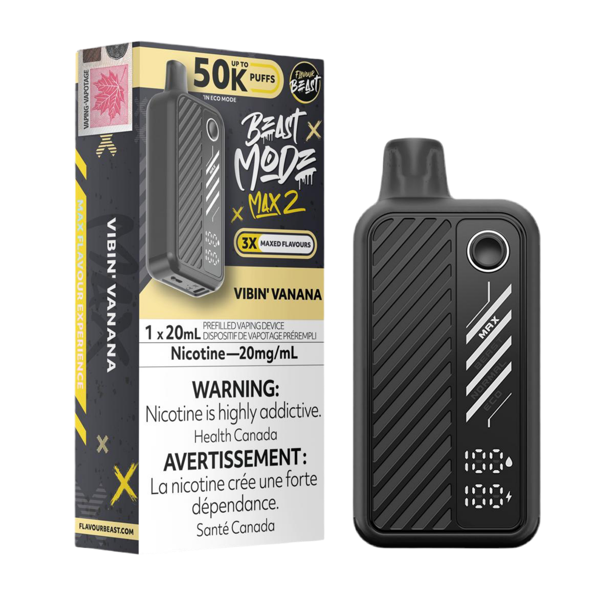 Flavour Beast Beast Mode Max 2 50K Vibin’ Vanana  20mg/mL disposable (Provincial)