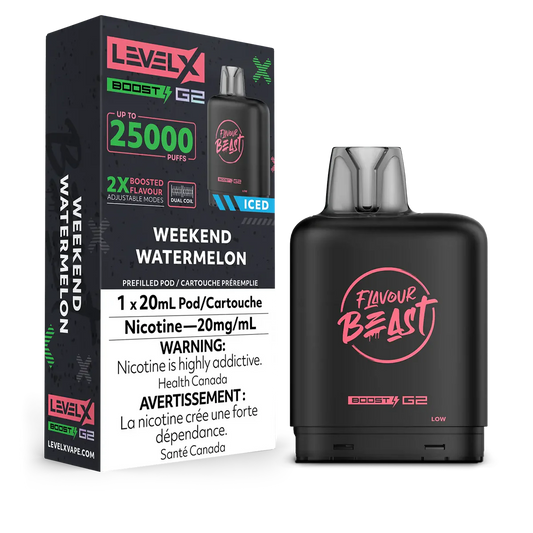 Flavour Beast LevelX Boost G2 pod 25K Weekend Watermelon Iced 20mg/mL (Provincial)