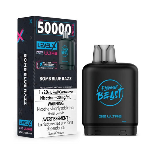 Flavour Beast LevelX Boost G2 Ultra pod 50k Bomb Blue Razz 20mg/mL (Provincial)