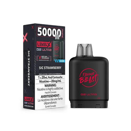 Flavour Beast LevelX Boost G2 Ultra pod 50k Sic Strawberry Iced 20mg/mL (Provincial)