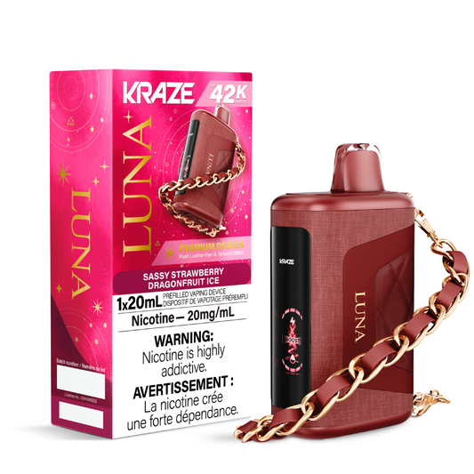 Kraze Luna 42K Sassy Strawberry Dragonfruit Ice 20mg/mL disposable (Provincial)
