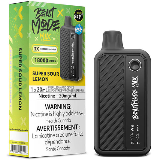 Flavour Beast Mode Max 18K Super Sour Lemon Iced  20mg/mL disposable (Provincial)