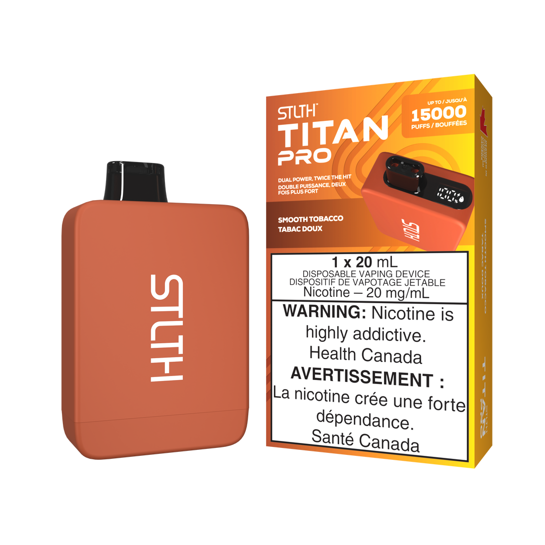 Stlth Titan Pro 15k Smooth Tobacco 20mg/ml disposable (Provincial)