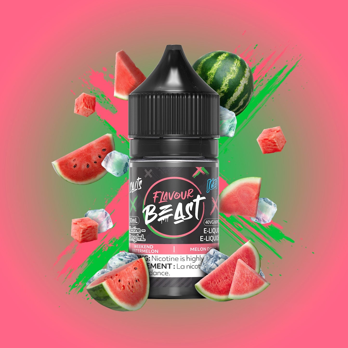 Flavour Beast e-liquid Weekend Watermelon Iced 10mg/mL-30mL (Provincial)