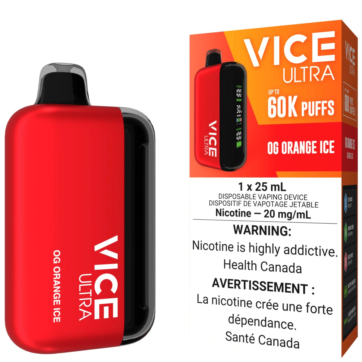 Vice Ultra 60K OG Orange Ice  20mg/mL disposable (Provincial)