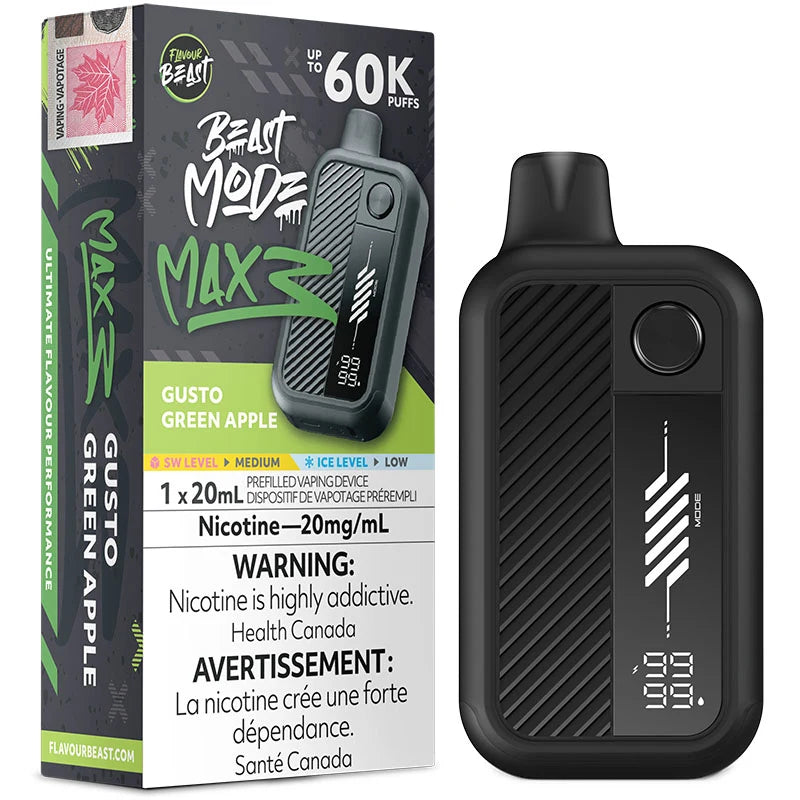 Flavour Beast Mode Max 3 60K Gusto Green Apple 20mg/mL disposable (Provincial)