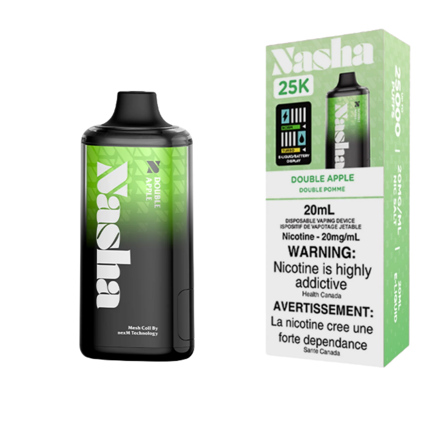 Nasha 25K Double Apple 20mg/mL disposable (Provincial)
