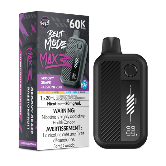 Flavour Beast Mode Max 3 60k Groovy Grape Passionfruit Iced 20 mg/mL disposable (Provincial)