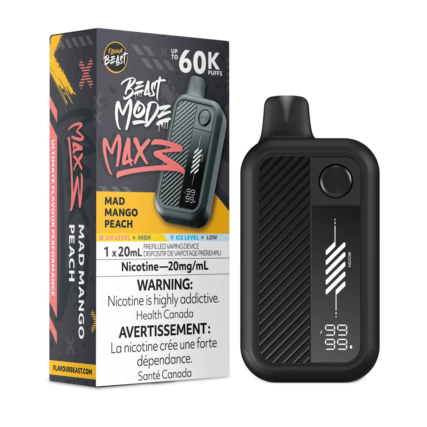 Flavour Beast Mode Max 3 60k Mad Mango Peach 20mg/mL disposable (Provincial)