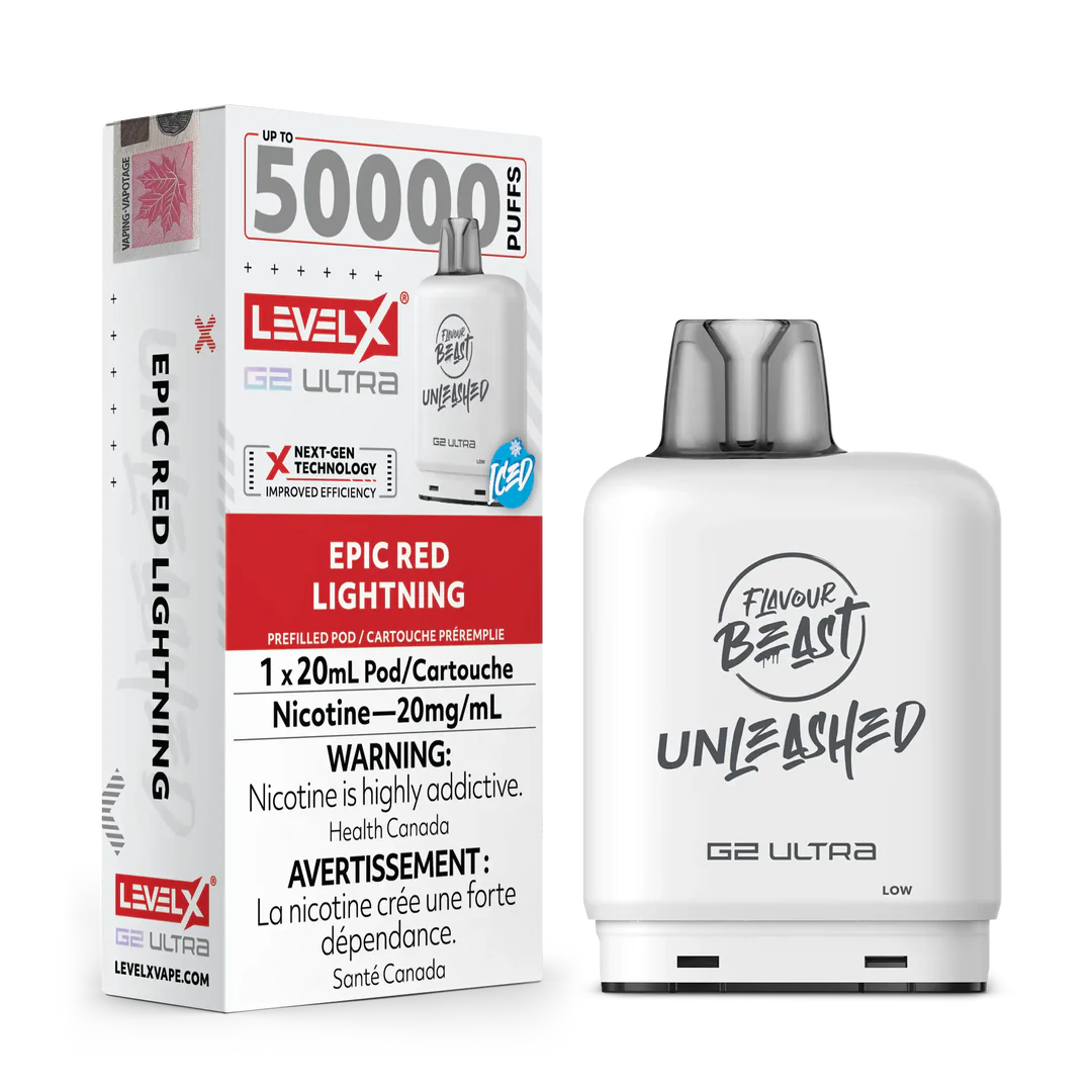 Flavour Beast Level X G2 Ultra pod 50k Epic Red Lightning Iced 20mg/mL (Provincial)