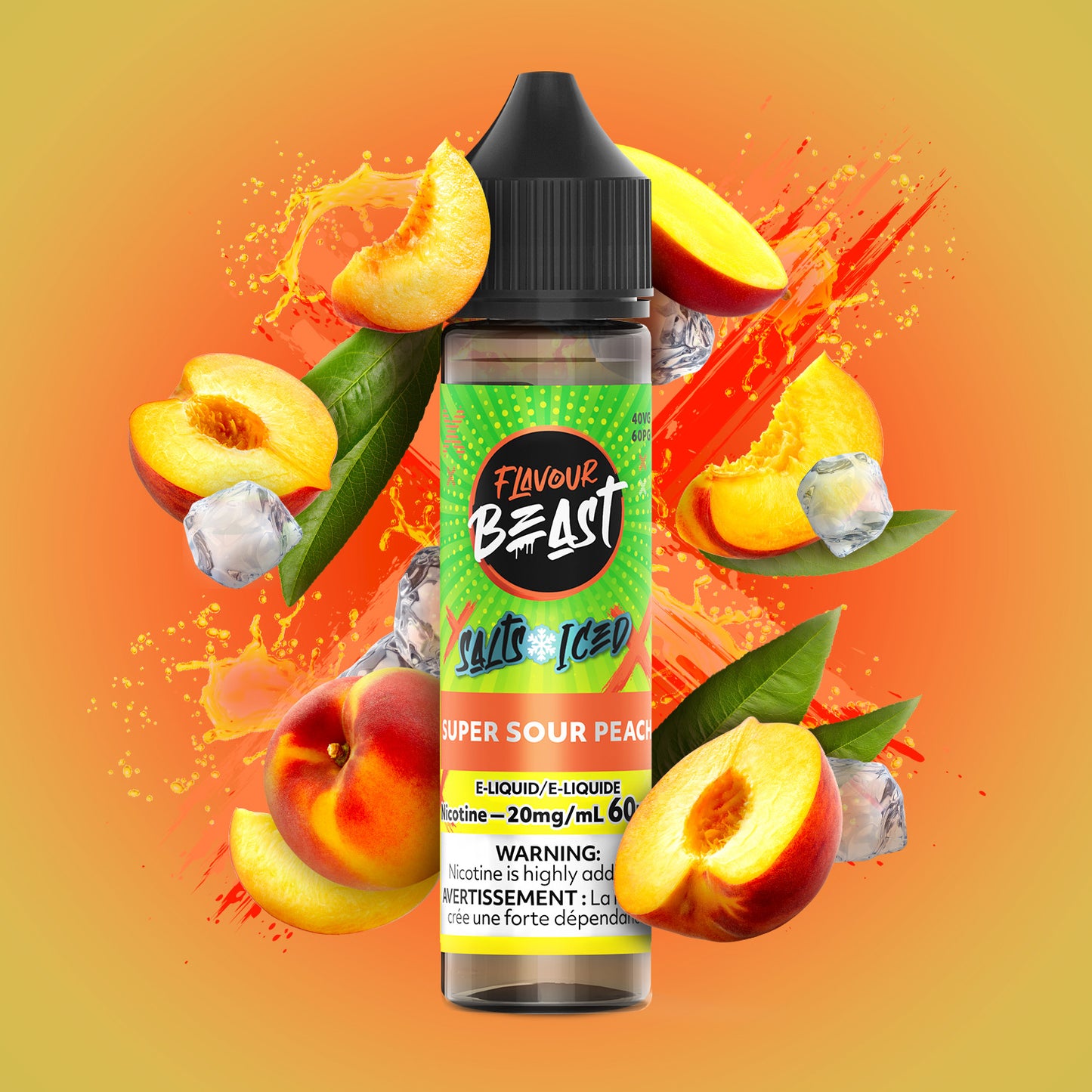 Flavour Beast e-liquid Super Sour Peach 20mg/mL-60mL (Provincial)