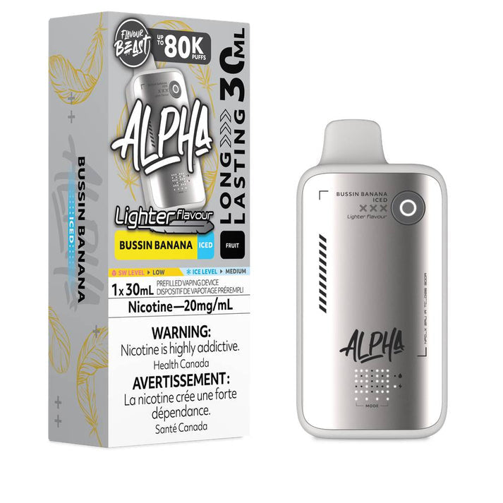 Flavour Beast Alpha Lighter 80k Bussin Banana Iced 20mg/30mL disposable (Provincial)