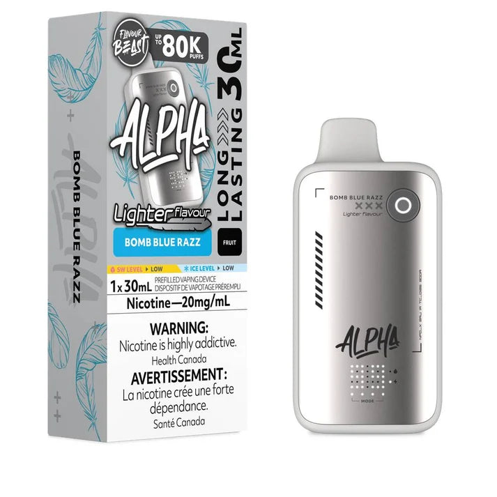 Flavour Beast Alpha Lighter 80k Bomb Blue Razz Iced 20mg/30mL disposable (Provincial)